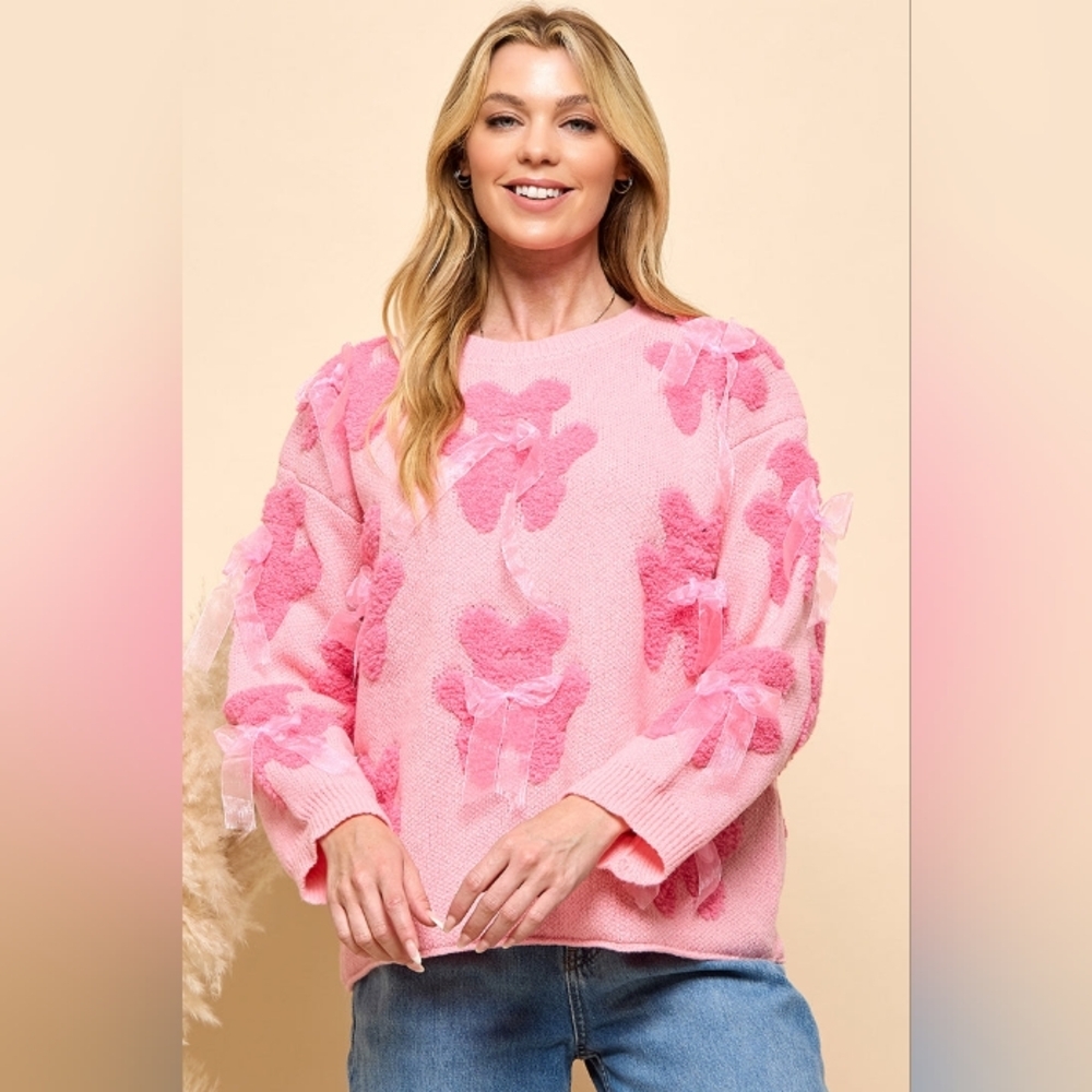 Pink Floral Valentine's Day Women's Sweater